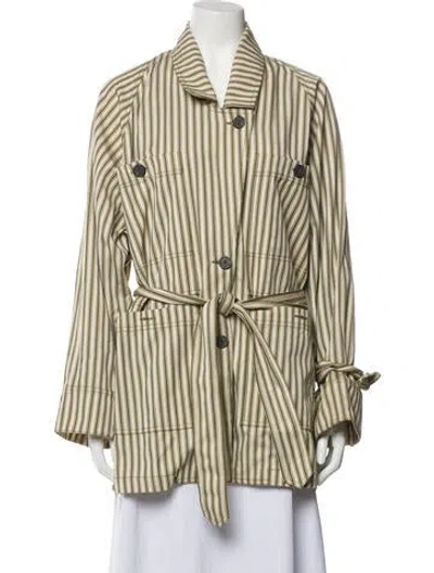 Pre-owned Mara Hoffman Striped Coat In Neutral