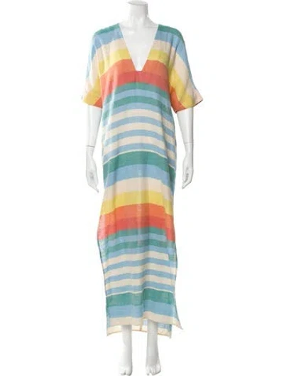 Pre-owned Mara Hoffman Striped Cover-up In Blue