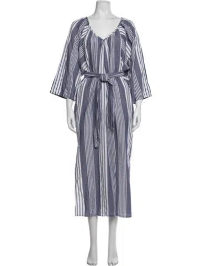 Pre-owned Mara Hoffman Striped Cover-up In Blue