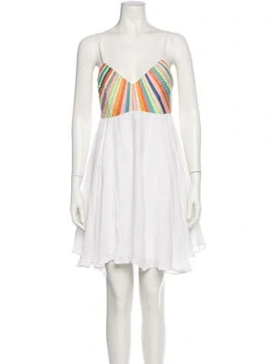 Pre-owned Mara Hoffman Striped Cover-up In White