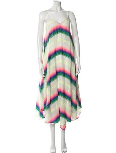 Pre-owned Mara Hoffman Striped Cover-up In White