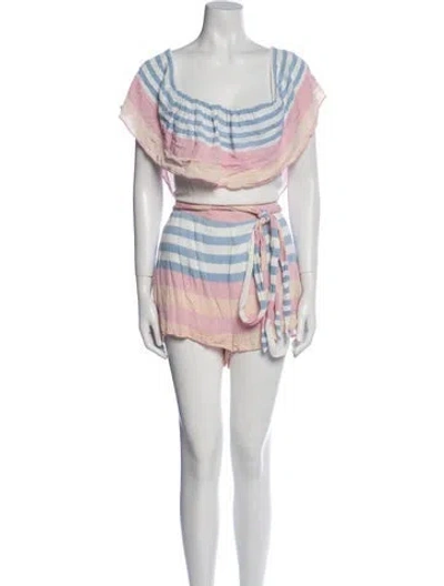 Pre-owned Mara Hoffman Striped Cowl Neck Romper In White