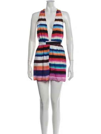 Pre-owned Mara Hoffman Striped Halterneck Romper In Neutrals