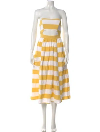 Pre-owned Mara Hoffman Striped Knee-length Dress In Yellow