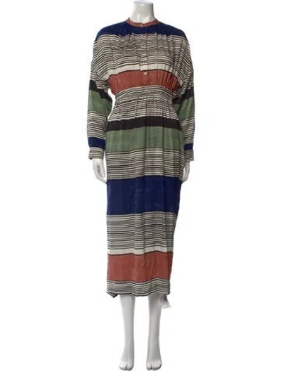 Pre-owned Mara Hoffman Striped Long Dress In Blue