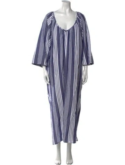 Pre-owned Mara Hoffman Striped Long Dress In Blue