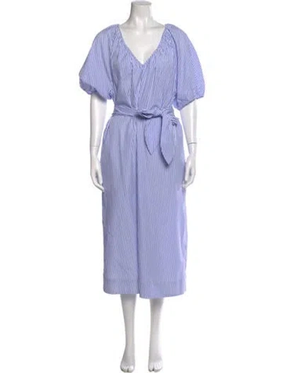 Pre-owned Mara Hoffman Striped Long Dress In Blue