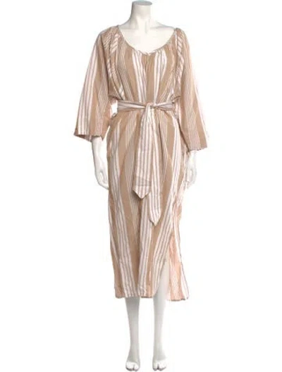 Pre-owned Mara Hoffman Striped Long Dress In Brown