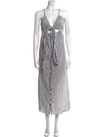 Pre-owned Mara Hoffman Striped Long Dress In Gray