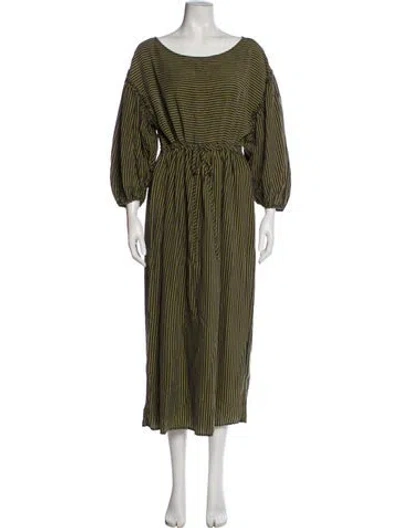 Pre-owned Mara Hoffman Striped Long Dress In Green