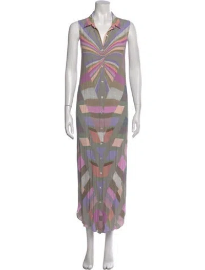Pre-owned Mara Hoffman Striped Long Dress In Green
