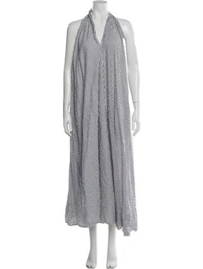 Pre-owned Mara Hoffman Striped Long Dress In Grey