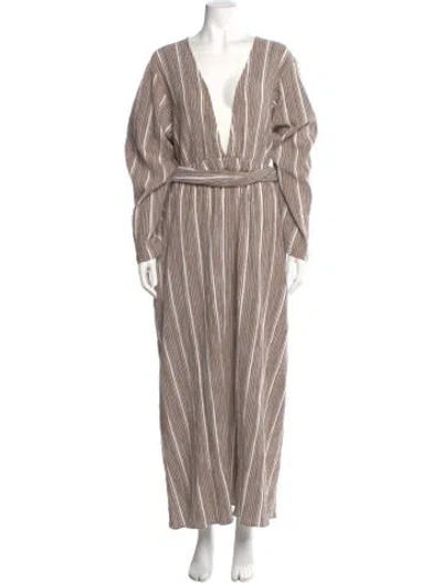 Pre-owned Mara Hoffman Striped Long Dress In Neutral