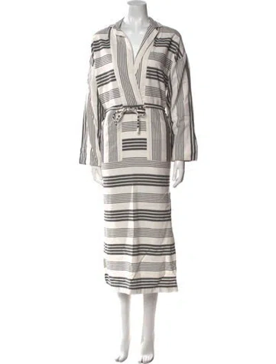 Pre-owned Mara Hoffman Striped Long Dress In Neutral