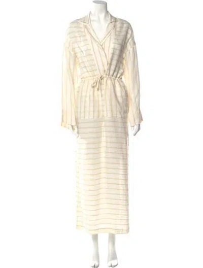Pre-owned Mara Hoffman Striped Long Dress In Neutral