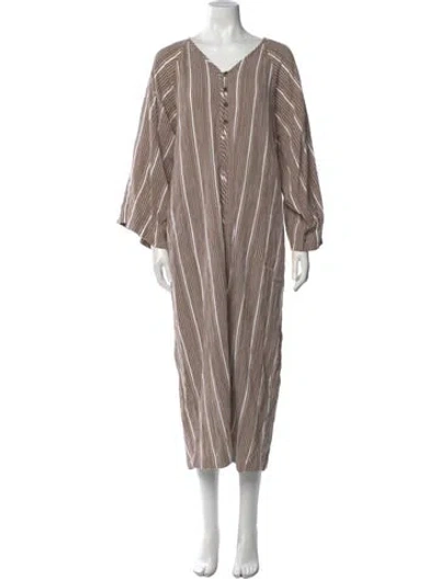 Pre-owned Mara Hoffman Striped Long Dress In Neutral