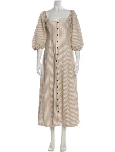 Pre-owned Mara Hoffman Striped Long Dress In Neutral