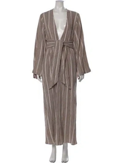Pre-owned Mara Hoffman Striped Long Dress In Neutrals