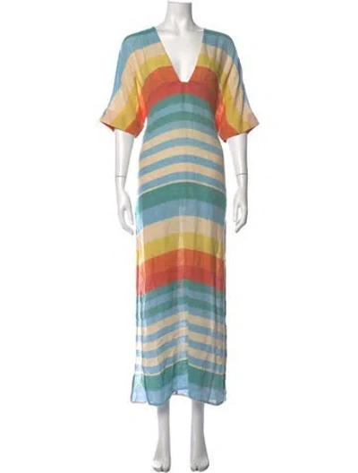 Pre-owned Mara Hoffman Striped Long Dress In Orange