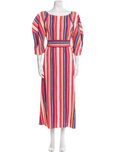 Pre-owned Mara Hoffman Striped Long Dress In Red