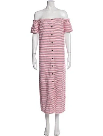 Pre-owned Mara Hoffman Striped Long Dress In Red