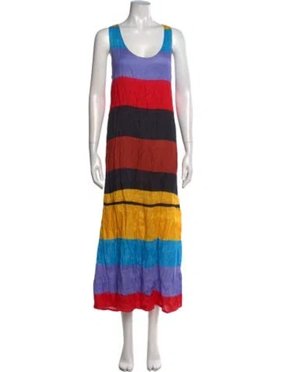 Pre-owned Mara Hoffman Striped Long Dress In Red