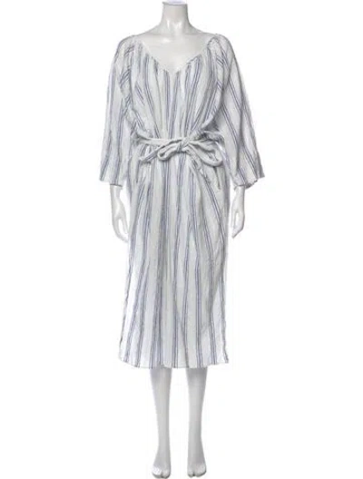 Pre-owned Mara Hoffman Striped Long Dress In White