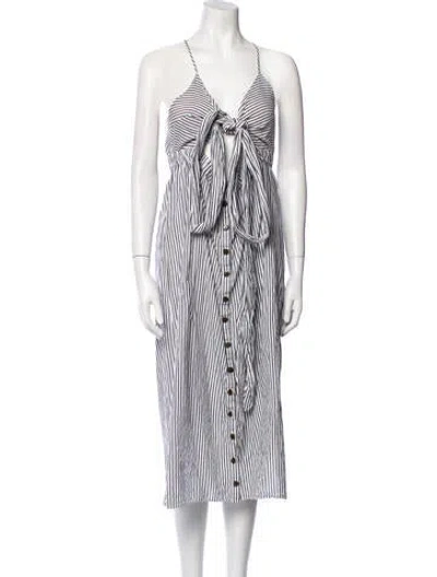 Pre-owned Mara Hoffman Striped Long Dress In White