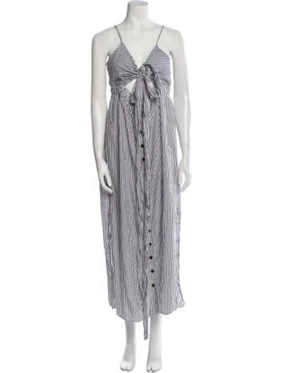 Pre-owned Mara Hoffman Striped Long Dress In White