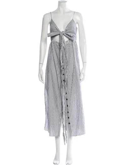 Pre-owned Mara Hoffman Striped Long Dress In White