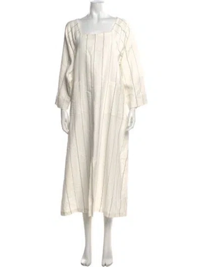 Pre-owned Mara Hoffman Striped Long Dress In White