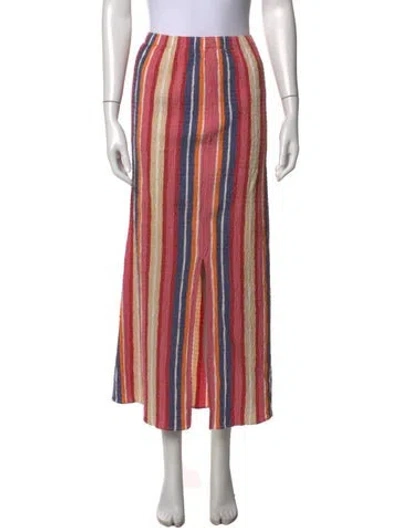 Pre-owned Mara Hoffman Striped Long Skirt In Pink