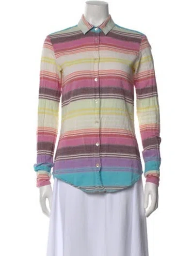 Pre-owned Mara Hoffman Striped Long Sleeve Button-up Top In Pink