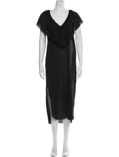 Pre-owned Mara Hoffman Striped Midi Length Dress In Black