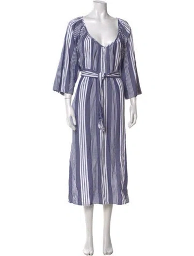 Pre-owned Mara Hoffman Striped Midi Length Dress In Blue