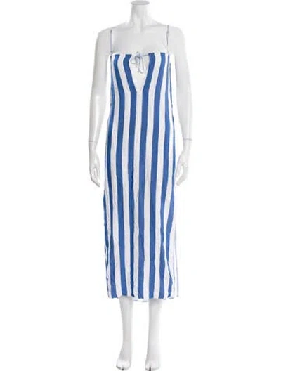 Pre-owned Mara Hoffman Striped Midi Length Dress In Blue