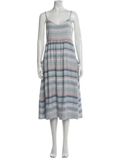 Pre-owned Mara Hoffman Striped Midi Length Dress In Blue
