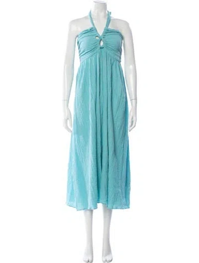 Pre-owned Mara Hoffman Striped Midi Length Dress In Blue