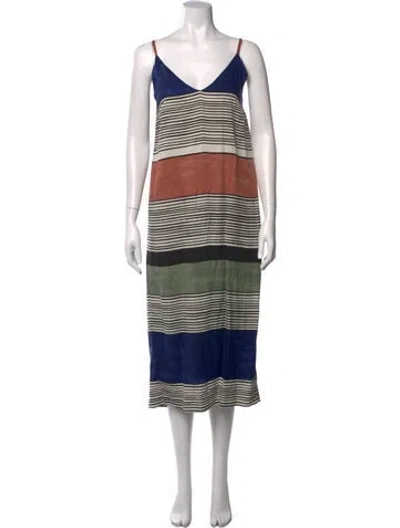 Pre-owned Mara Hoffman Striped Midi Length Dress In Blue