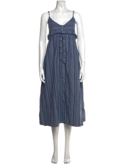 Pre-owned Mara Hoffman Striped Midi Length Dress In Blue
