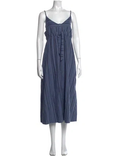 Pre-owned Mara Hoffman Striped Midi Length Dress In Blue