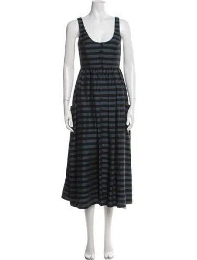 Pre-owned Mara Hoffman Striped Midi Length Dress In Blue