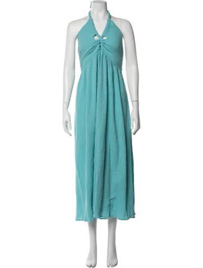 Pre-owned Mara Hoffman Striped Midi Length Dress In Blue