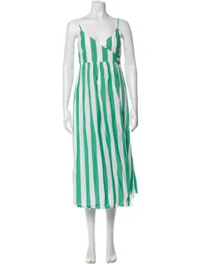Pre-owned Mara Hoffman Striped Midi Length Dress In Green