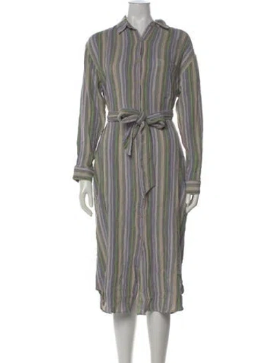 Pre-owned Mara Hoffman Striped Midi Length Dress In Green
