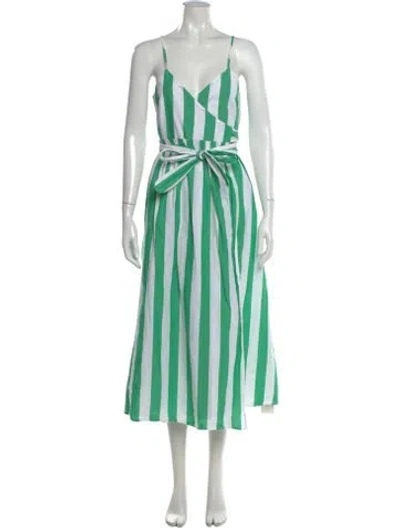 Pre-owned Mara Hoffman Striped Midi Length Dress In Green