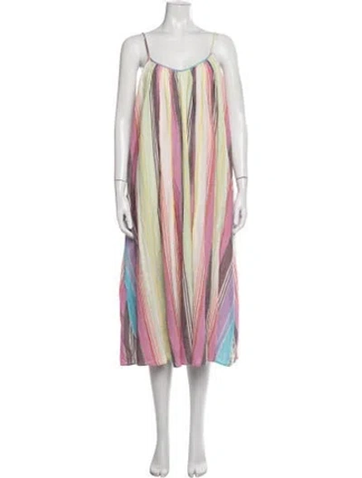 Pre-owned Mara Hoffman Striped Midi Length Dress In Green