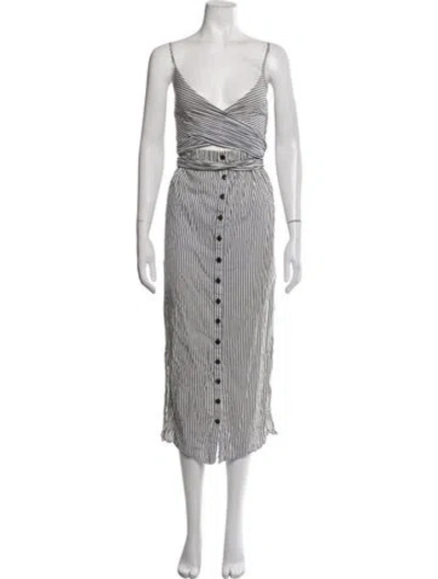 Pre-owned Mara Hoffman Striped Midi Length Dress In Grey
