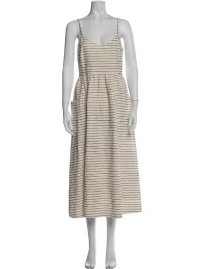 Pre-owned Mara Hoffman Striped Midi Length Dress In Neutral