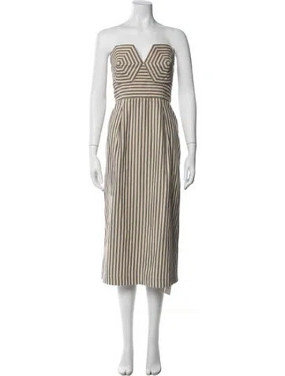 Pre-owned Mara Hoffman Striped Midi Length Dress In Neutrals